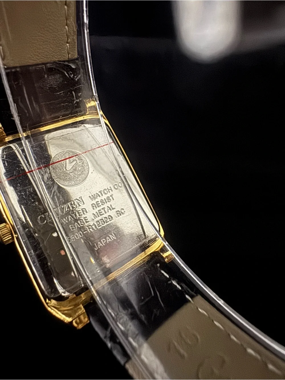 Citizen Gold-Tone Rectangular Men's Quartz Watch with Black Strap
